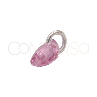 Colgante lágrima flotante Rosa 6 mm Plata 925