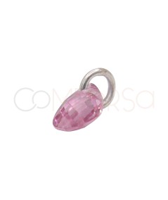 Colgante lágrima flotante Rosa 6 mm Plata 925