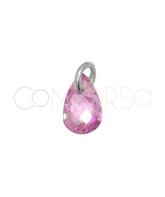 Dije lágrima flotante Rosa 6 mm Plata 925