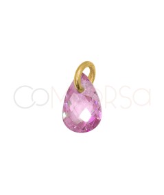 Sterling Silver 925 Floating Pink Teardrop-shaped Pendant 6 mm