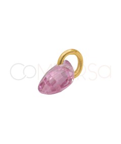 Colgante lágrima flotante Rosa 6 mm Plata chapada en oro