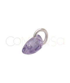 Sterling Silver 925 Floating Lilac Teardrop-shaped Pendant 6 mm