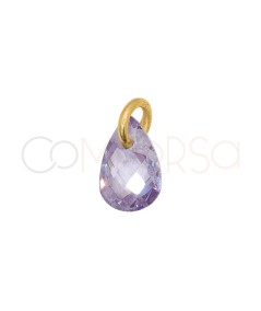 Sterling Silver 925 Floating Lilac Teardrop-shaped Pendant 6 mm