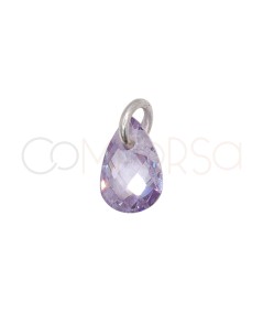 Gold-plated Sterling Silver 925 Floating Lilac Teardrop-shaped Pendant 6 mm