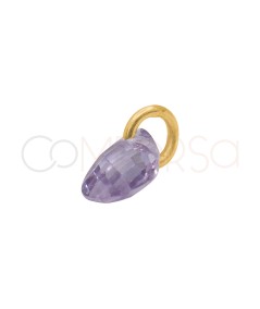 Gold-plated Sterling Silver 925 Floating Lilac Teardrop-shaped Pendant 6 mm