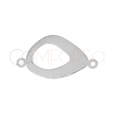 Sterling Silver 925 Smooth Irregular Oval Connector 19 x 11 mm