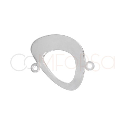 Sterling Silver 925 Smooth Irregular Oval Connector 16.4 x 15 mm