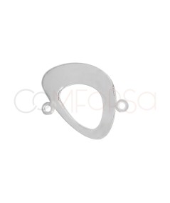 Sterling Silver 925 Smooth Irregular Oval Connector 16.4 x 15 mm