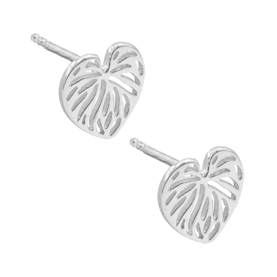 Aretes hoja monstera calado 10mm Plata 925