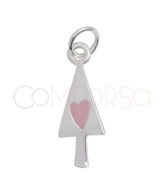 Colgante árbol de navidad corazón 7 x 16mm Plata 925