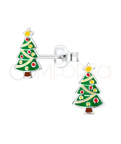 Pendientes Árbol de Navidad 6 x 10mm en Plata 925