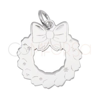 Dije corona de navidad 16 x 17 mm en Plata 925