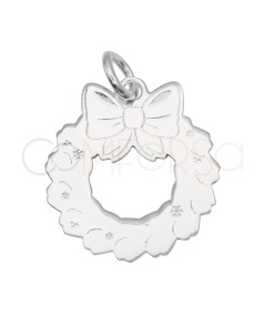 Dije corona de navidad 16 x 17 mm en Plata 925