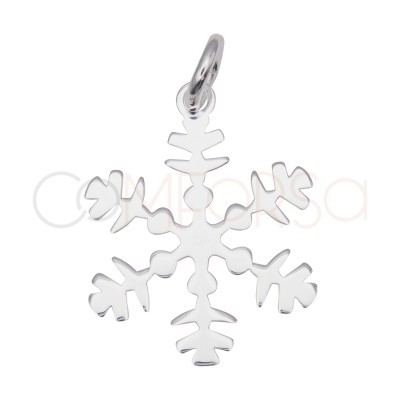 Dije copo de nieve líneas 13 x 15 mm en Plata 925