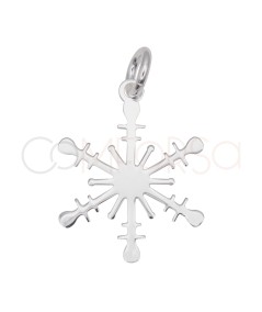 Sterling Silver Snowflake Pendant Dots 13 x 15 mm