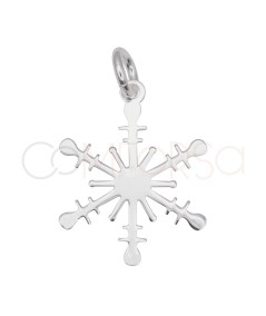 Sterling Silver Snowflake Pendant Dots 13 x 15 mm