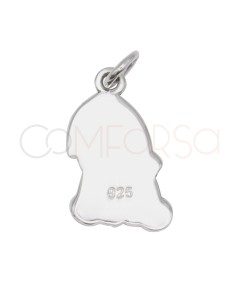 Sterling Silver 925 Gnome Pendant with Snowflake Hat 9 x 15 mm