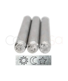 Sun, Moon and Star Design Metal Stamp Set 5 mm