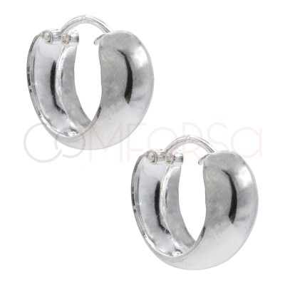 Pendientes aros plano curvado con gancho 14 mm Plata 925