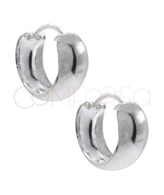 Aretes aros plano curvado con gancho 14 mm Plata 925