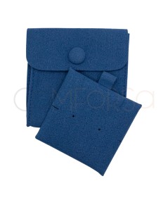 Estuche de terciopelo azul para almacenamiento de joyas