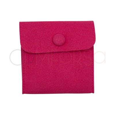 Estuche de terciopelo rosa fucsia para almacenamiento de joyas