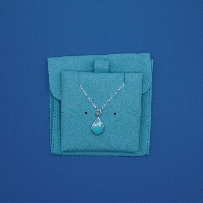 Aqua Green Velvet Pouch for Jewelry Storage