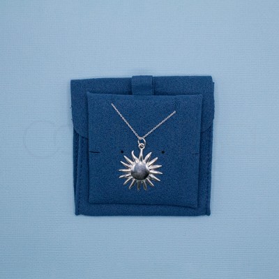 Estuche de terciopelo azul para almacenamiento de joyas