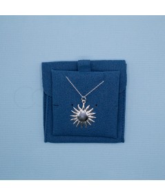 Estuche de terciopelo azul para almacenamiento de joyas