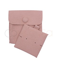 Estuche de terciopelo rosa para almacenamiento de joyas