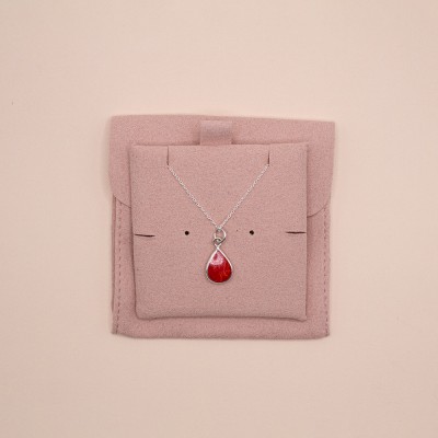 Estuche de terciopelo rosa para almacenamiento de joyas