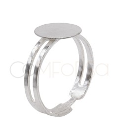 Sterling Silver 925 adjustable open ring with flat disc 11.5 mm