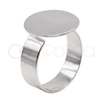 Anillo chapa 15 mm ajustable Plata 925