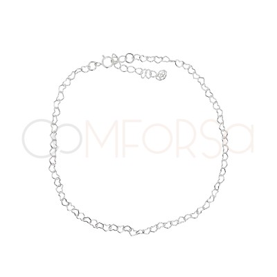 Pulsera corazones de 16 + 4cm Plata chapada en oro