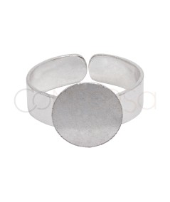 anillo chapa 12mm ajustable plata 925ml