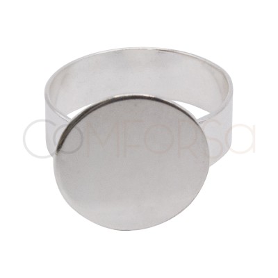 Anillo ajustable de chapa 15 mm en Plata 925