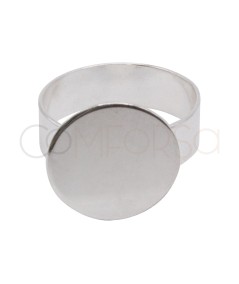 Anillo ajustable de chapa 15 mm en Plata 925