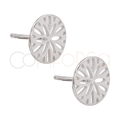 Pendientes flor calado 10 mm Plata chapada en oro