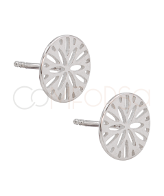 Pendientes flor calado 10 mm Plata chapada en oro