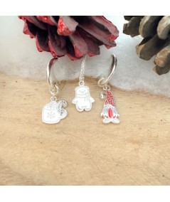 Sterling Silver 925 Gnome Pendant with Red Hat 8 x 17 mm