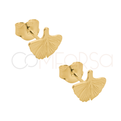 Sterling silver 925 Ginkgo Biloba leaf earrings 8mm