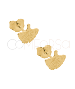 Sterling silver 925 Ginkgo Biloba leaf earrings 8mm