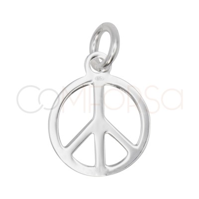 Sterling Silver 925 Peace Symbol Pendant 10 mm