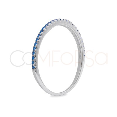 Sterling Silver 925 Ring with Sapphire-colored Zirconia