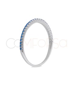 Sterling Silver 925 Ring with Sapphire-colored Zirconia