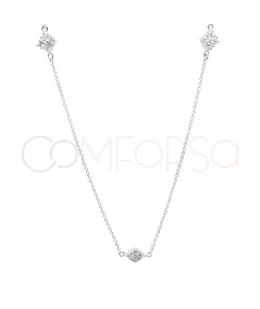 Collar 3 rombos con circonitas crystal 40 + 6 cm Plata 925