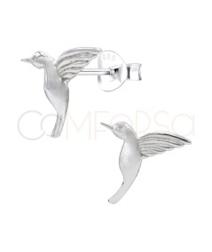 Sterling Silver 925 Hummingbird Earrings 10 x 9.5 mm