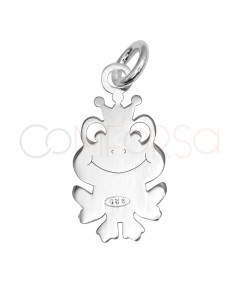 Sterling Silver 925 Frog Pendant with Crown 8.5 x 16.5 mm