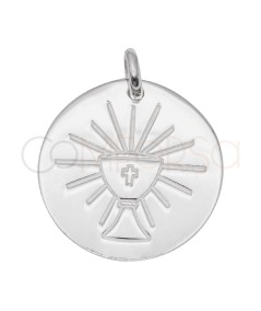 Grabación + Medalla cáliz bajo relieve 16 mm Plata 925