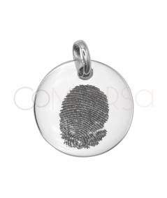 Engraving + Sterling Silver 925 Fingerprint Medal with Jump Ring 15 mm